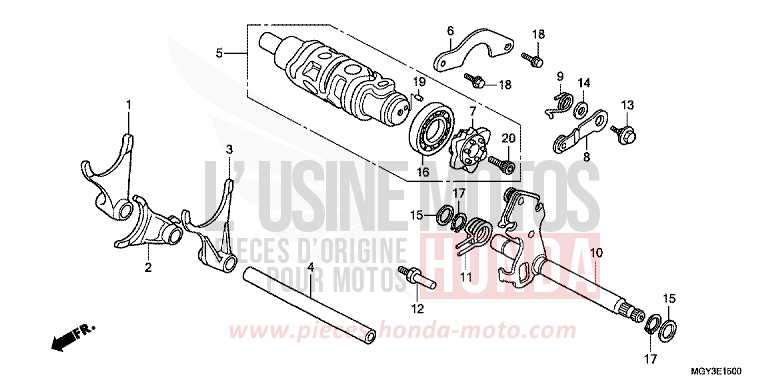 BARILLET DE SELECTION de VFR800X "Crossrunner" PEARL FADELESS WHITE (NH341) 2011